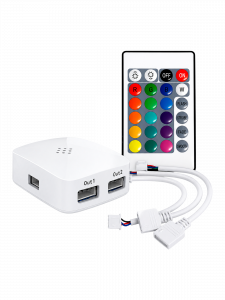 Огонек OG-LDL26 LED контроллер DC 5-28В (Wi-Fi, 2*RGB, 2*4PIN, пульт)